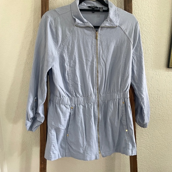 ⚡️5/$20 bundle sale⚡️ Ellen Tracy Linen Blend Utility Jacket SZ Small - Picture 1 of 6